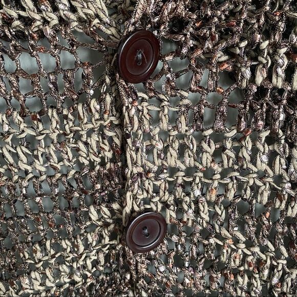 Crochet 2 Button Shawl Brown One Size - Picture 3 of 3
